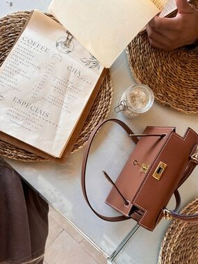 Brown Leather “Hermes” Kelly bag Dupe